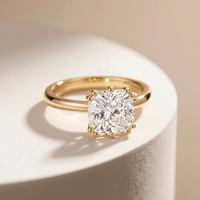 Elegante Anillo de Oro de 14Kt, 18Kt y 22Kt con Baño de Rodio, Diamante Cultivado en Laboratorio de 2ct, Color E, Corte Radiante, Certificado IGI, para Mujer, Oficina/Trabajo