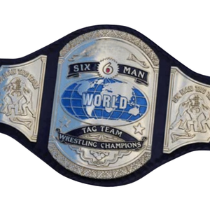 Cinturón de Campeonato de Lucha Libre Personalizado para Equipos de Seis Personas, Diseño Premium con Detalles en Azul y Plateado - Product Image 2