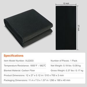 Manta de Soldadura de Fieltro de Carbono de 27 x 12 Pulgadas, Resistente al Calor hasta 1800F, Retardante de Llama, Cortable, para Soldadura - Product Image 4