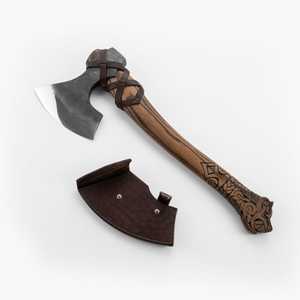 Customized Handmade Forged Builder's Hatchet High Carbon Steel Kitchen Tool Wooden <b>Handle</b> Fine Leather Sheath (OEM/ODM - Product Image 3
