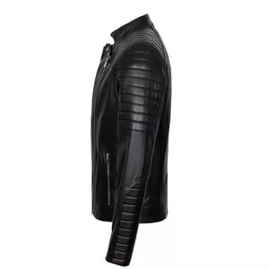 Veste en cuir tendance respirante pour homme, coupe slim, manches longues, veste en cuir pour homme, OEM - Product Image 3