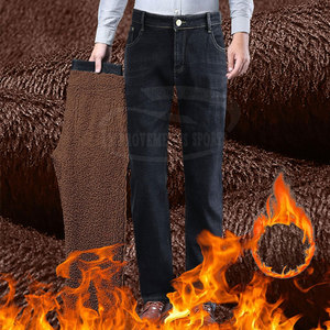 Etiqueta privada Hombres Fleece Jeans Color sólido Hombres Fleece Jeans Bolsillos laterales Fleece Jeans para la venta - Product Image 3