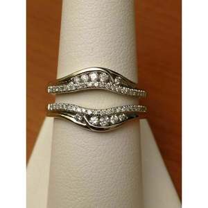 1.55 CT Round Cut <b>White</b> Lab-Created Diamond Enhancer Wedding Ring Guard <b>Wrap</b> 14k <b>White</b> Gold Plated - Product Image 1
