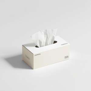 Boîte de mouchoirs faciaux de haute qualité pour usage domestique, 2/3 plis, en pâte de bois vierge, lisses et hygiéniques, prix de gros avec impression de logo - Product Image 1