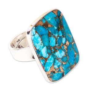 Handcrafted Composite Turquoise <b>Ring</b> Sterling Silver Wrap Statement <b>Ring</b> <b>for</b> <b>Men</b> & Women - Product Image 5