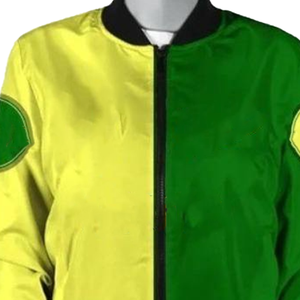 Chi eta Two Tone Contrast Women Silk Satin Bomber <b>Jacket</b> Custom Applique Embroidery Patch Sorority College - Product Image 3