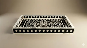 Plateau en os incrusté de fleurs fait main – Décoration d'intérieur de luxe par PERFECT ENTERPRISES - Product Image 2