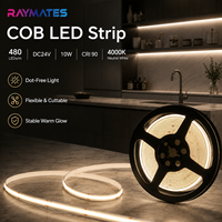 Bande LED COB Flexible 24V 480 LED/m Sans Points pour Décoration d'Armoires et de Cuisines 10W/m Vente en Gros Certifiée UL/ETL