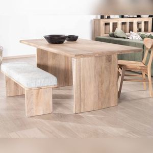 Vandana Ivory Origin dining <b>table</b> 180cm in sandblasted mango <b>wood</b> with <b>solid</b> side legs Maestro - Product Image 2