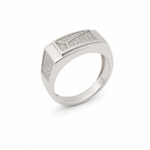 925 Sterling Silver Mens Geometric Diamond <b>Cluster</b> Ring High Polish Modern Angular Design Band Wedding Party Daily Wear Fine Jew - Product Image 3