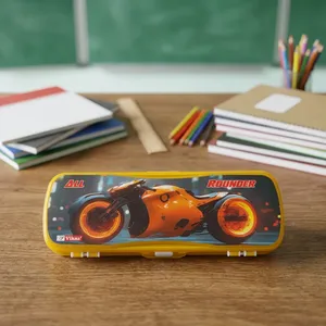 Boîte à crayons en plastique VIKAS MINI, originale, durable, légère, avec fermeture sécurisée par clip, organiseur de rangement pour fournitures scolaires pour les enfants - Product Image 2