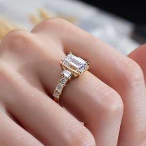 Lab Grown 2.00Ct Emerald Cut Diamond Cluster <b>Ring</b> For Women's 14K Solid Gold Fine Anniversary Surprise Gift For Girlfriends - Product Image 6
