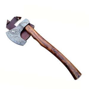 Burraq Hacha Tomahawk de 15 pulgadas, hecha a mano con acero de Damasco, mango de palisandro, funda de cuero, para uso industrial, bricolaje y camping al aire libre - Product Image 3