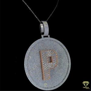 Real Moissanite Diamond Letter P Pendant in 925 Sterling Silver Custom Streetwear Rapper Jewelry Necklace for Men - Product Image 3