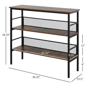 "Adjustable Modern Farmhouse Multi-functional 3-Tier Industrial <b>Console</b> <b>Table</b> <b>Black</b> Wood & Metal" - Product Image 3