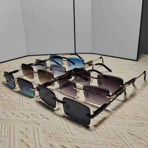 Lmamba Luxury Brand Designer Rimless Shades Wholesale Trendy Metal Frame Sun Glasses Women 2024 Square Frameless <b>Sunglasses</b> - Product Image 2