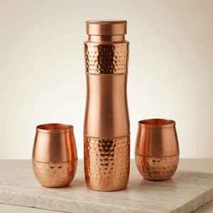 Copper <b>Water</b> <b>Bottle</b> Hammered Finish Modern Design Portable Travel Drinkware <b>bottle</b> Direct from supplier price - Product Image 1