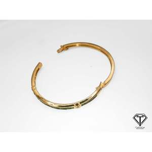Brazalete de Plata de Ley 925 Hecho a Mano con Esmeraldas y Circonitas, Chapado en Oro de 18k, para Mujer - Product Image 1