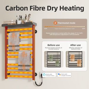 ราวแขวนผ้าเช็ดตัวไฟฟ้าติดผนัง SIOYIE 11 บาร์ ควบคุมผ่านแอพ Wi-Fi พร้อมตัวตั้งเวลาปรับได้และชั้นวางอุ่นผ้าเช็ดตัว - Product Image 6