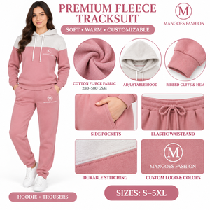 Conjunto Deportivo Unisex MANGOES FASHION Rosa Gris Sólido Ecológico de Felpa 100% Algodón con Capucha y Cordón Ajustable - Product Image 4