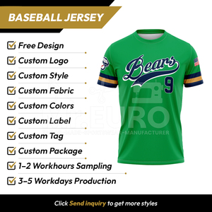 Maillot de baseball personnalisé à col rond unisexe pour équipe, 100 % polyester, imprimé par sublimation, logo frontal, manches courtes, antibactérien - Product Image 2