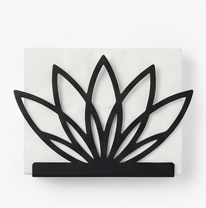 Porte-serviettes en forme de fleur en métal noir avec un design royal unique, parfait pour la décoration de bureau élégante et un rangement stylé - Product Image 3