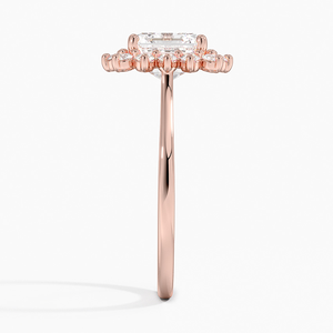 Anillo de Boda Clásico con Diamantes Moissanite en Forma de Asscher, Plata, Pequeño Grupo de Piedras, Banda Lisa - Product Image 4