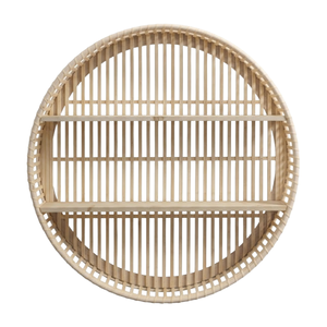 Essential Natural Bamboo Wall <b>Shelf</b> Round Storage Ideal For Decluttering Tabletops By Moving Items Up To The Wall - Product Image 1