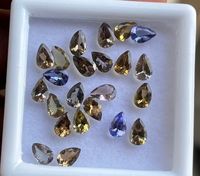Lote de tanzanita natural facetada sin calentar de 6x4 mm. Corte pera de tanzanita suelta.
