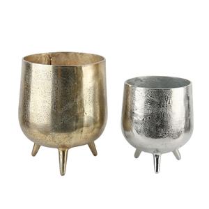 Ensemble de pots de fleurs en métal de luxe, support de plantes d'intérieur moderne en or et argent, pot de fleurs décoratif en aluminium et en fer pour la décoration de la maison et de l'hôtel - Product Image 1
