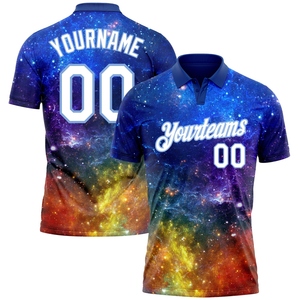 Venta al por Mayor Directa de OMMIZ INDUSTRY, Camiseta de Golf de Alto Rendimiento 3D Personalizada en Blanco Galáctico y Azul Claro - Product Image 1