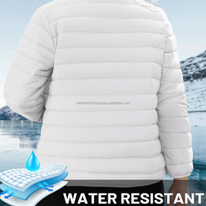 Womens <b>White</b> Lightweight <b>Puffer</b> <b>Jacket</b> Packable Windproof Water Resistant Outerwear Winter Coat with Zipper Front Stand Collar - Product Image 6