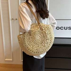 New Fashionable Niche Woven Straw Vintage Lady Travel Shoulder <b>Bag</b> with <b>Large</b> Capacity and Single Strap - Product Image 1