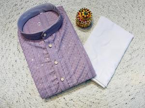 Conjunto de Kurta y Pijama Tradicional para Hombre en Rayón Pesado con Parte Inferior de Algodón – Colección Kanji - Product Image 4