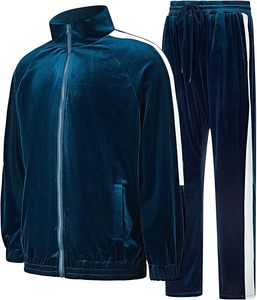 ชุดวอร์มกำมะหยี่แบบสลิมฟิตสำหรับผู้ชาย ปี 2026 พร้อมโลโก้แบบกำหนดเอง ชุดเซ็ตเสื้อแจ็คเก็ตและกางเกงขายาวทรงปกติ  ชุดวอร์มฤดูหนาวพร้อมไซส์ที่กำหนดเองได้ - Product Image 1