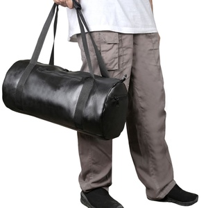 Sac de voyage de luxe en cuir pleine fleur, sac de nuit noir haut de gamme, grande capacité, fermeture éclair, style décontracté - Product Image 5