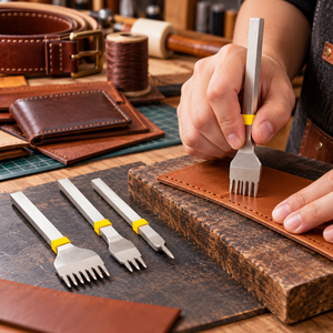 Ensemble de 4 ciseaux à coudre le cuir, espacement des dents de 4 mm, pour la fabrication de portefeuilles, sacs, ceintures, chaussures et artisanat DIY ZetomedPro - Product Image 2