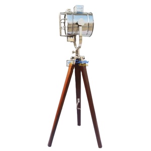 Aluminium Marine Searchlight With Adjustable <b>Wooden</b> <b>Tripod</b> Stand Metal Studio <b>Floor</b> <b>Lamp</b> For Home Office Decor With Bulk Price - Product Image 5