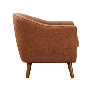 Fauteuil d'appoint moderne du milieu du siècle, 1 pièce, en tissu chenille couleur rouille, dossier capitonné, meuble en bois massif pour salon - Product Image 5