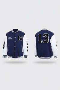 Chaqueta de Béisbol Personalizada con Estampado Invernal, Unisex, Estilo Urbano, Deportiva, Casual, Lisa, sin Estampado, Universitaria, con Cuello Alto - Product Image 4