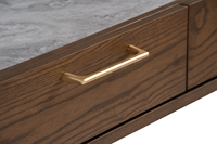 Bureau d'écriture rectangulaire contemporain en MDF, trois tiroirs, finition mélamine durable, design moderne pour la maison, le bureau, le salon, l'hôtel