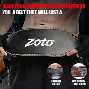 ZOTO Padded Cowhide Leather Bodybuilding <b>Belt</b> Custom Logo Double Prong Powerlifting Waist Support <b>Belt</b> - Product Image 4