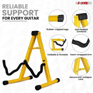 Support de guitare à 5 cœurs en forme de A avec bras en mousse souple et caoutchouc antidérapant pour guitare acoustique, électrique et basse - Product Image 2