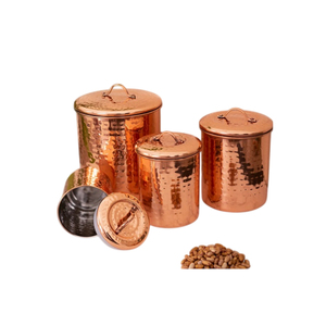 Hammered Copper Canister Set Airtight Stainless Steel <b>Kitchen</b> Storage Jars For Tea Coffee Sugar & Flour Vintage Handmade Metal - Product Image 1