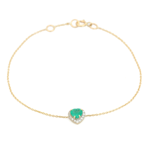 Latest Trending Products Zambian Emerald & Diamond K14 <b>Solid</b> Yellow <b>Gold</b> Spring Lock Heart Halo Bracelet Bulk Fine Jewelry - Product Image 6