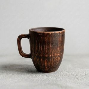 Mug rustique en bois brun, poterie artisanale, tasse à thé Wabi Sabi, tasse à café, vaisselle en bois ukrainienne pour la maison - Product Image 4