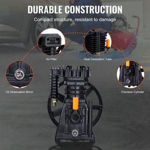 Tête de pompe à piston en aluminium monocylindre lubrifiée à l'huile 3HP 5.8CFM à 90PSI pour compresseur, pièces de compresseur industriel - Product Image 5