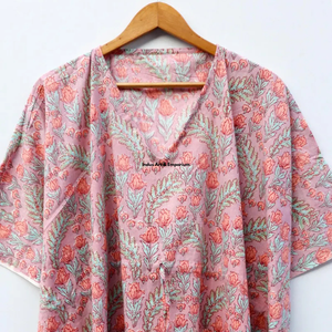 Kaftán de algodón estampado a mano al por mayor, kaftán de playa de algodón estampado, vestido de fiesta para mujer, vestido maxi de noche - Product Image 5