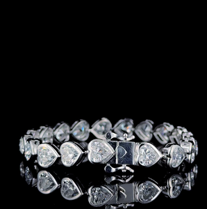 Elegante Pulsera de Diamantes Cultivados en Laboratorio con Corte Corazón en Oro Blanco, Joyería Fina Ética, Pulsera Estilo Tenis - Product Image 3