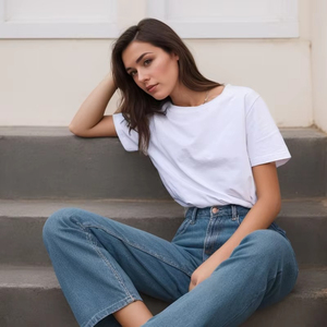 Camiseta de Mujer de Manga Corta, Tejido Jersey de Algodón y Fibra de Bambú, Antiencogimiento, 200 Gramos, Estilo Y2K, Casual y Cómoda - Product Image 5